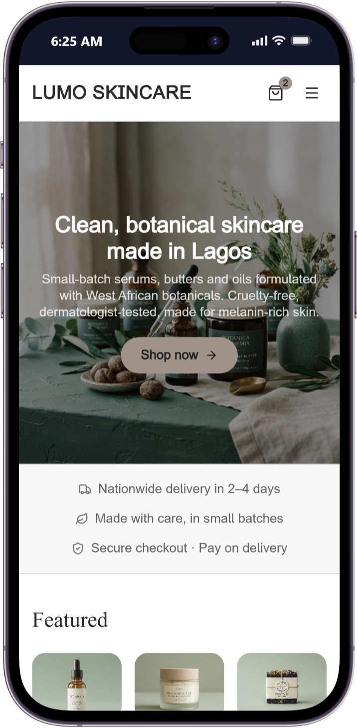 Lumo Skincare's storefront on Pro